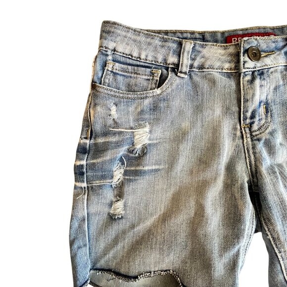 Red Vivet Junior Jean Shorts Low Rise Distressed (Sz5 W30) - Picture 13 of 13